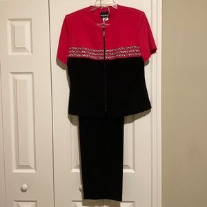 2 pc Pink and Black Pants & Top Set Size 14